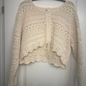 Sonoma Ivory Crochet Knit Sweater